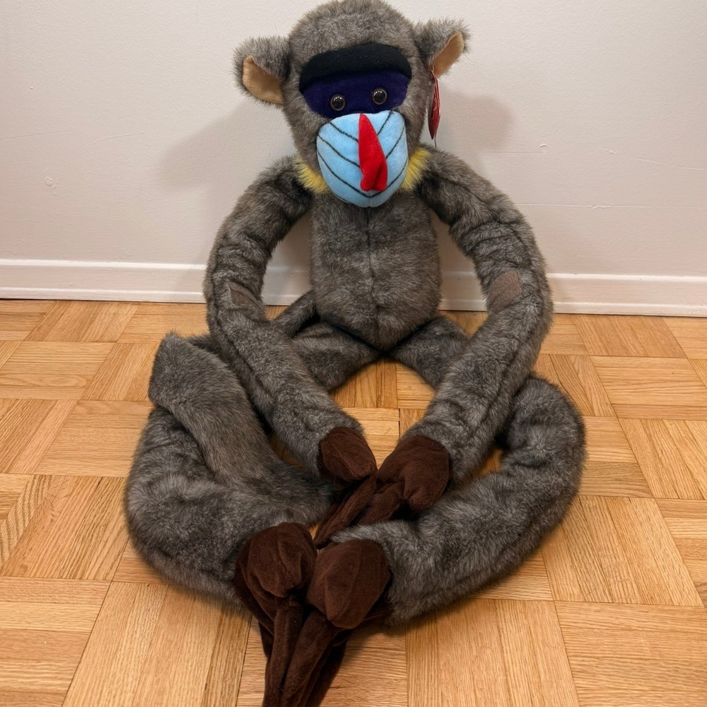 NWT Vintage Fiesta Jumbo 36" Hanging Mandrill Monkey Plush Velcro Hands Feet